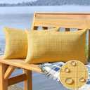 MIULEE Outdoor Waterproof Throw Pillow Covers Decorative Farmhouse Water Resistant Cushion Covers for Tent Patio Garden Couch Sofa Pack of 2, 12x20 Inch Yellow