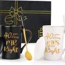 40th Wedding Gifts, 40th Anniversary Engagement Gift Ideas, 40 Years of Being Mr & Mrs Always Right Mug Set, Wedding Gifts Ideas for Couple Parents, 14 Oz with Lids and Gift Box
