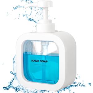 Modern Soap Dispenser for Bathroom and Kitchen Sink, Small Hand Soap Plastic Dish Soap Dispenser with Pump and Labels - White
