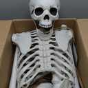 5.9FT/185cm Skeleton Halloween Full Size, Life Size Skeleton with Posable Joints Glowing Eyes Skeleton for Halloween Party Outdoor Haunted House Decor