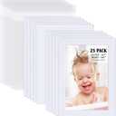 Egofine Pack of 25 White Pre-Cut 5x7 Picture Mat for 4x6 Photo with White Core Bevel Cut Mattes Sets. Includes 25 High Premier Acid Free Mats & 25 Backing Board & 25 Clear Bags