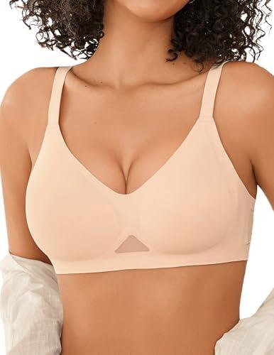 Avidlove Women's Seamless Wireless Bra with Soft Support Full Coverage Everyday Bra Nude, L