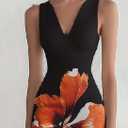 HVT Women's 2026 Summer Halter Neck Floral Print Maxi Dress Wedding Guest Party Sleeveless Bodycon Long Dresses (M)