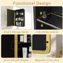 16x24 in Brushed Gold Medicine Cabinet with Mirror for Bathroom, Gold