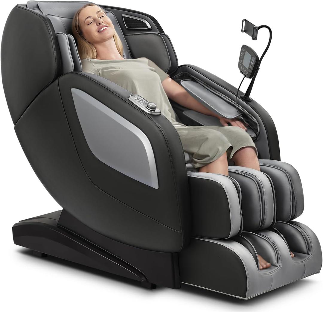 Mazzup Full Body Zero Gravity Shiatsu Massage Chair with Fully Assembled, LCD Screen, Shortcut Keys, USB Charging Port, Heat, for Loved Ones, Parents, Black
