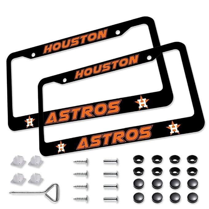 2Pcs Matte Black License Plate Frame for Cubs,2 Holes Aluminum Car Licenses Plate Covers Holders with Screw Caps