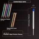 MESMOS 6 Pack 3.9 inch (9.8cm) Pen Refills Ballpoint Blue Ink, Compatible with Ballpoint Parker Pen, Replacement Ink Refills, 1.0mm Smooth Writing Medium Tip, Cartridge (Blue)