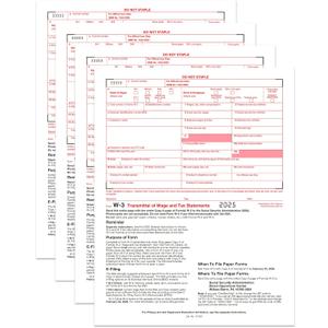 W3 Forms 2025, 10 Form W-3 Summary Laser Forms for Transmittal of Wage and Tax Statements,Compatible with Quick Books and Accounting Software, 10 Pack