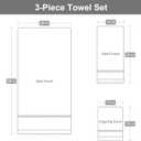 3 x Loom and Mill Luxury Cotton Bath Towel Set 3 Piece-1 Bath Towel 1 Hand Towel 1 Wash Cloth, Ultra Soft Decorative Towel Sets Highly Absorbent for Bathroom, Elegant Jacquard Design(Ivory-Beige)