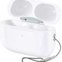 Wireless Charging Case Compatible with AirPods Pro 2nd & 1st, Charger Case Replacement for AirPods Pro 2 & 1 with Gray Lanyard, Bluetooth Pairing Sync Button, Earbuds Not Included (USB-C Port)