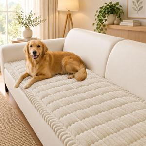 hyha Couch Cover for Dogs, Washable Non Slip Plush Flannel Sofa Protector, Thick Flannel, Non Slip Backing, Pet Hair & Scratch Protection, Fits Sectional Sofa & L-Shaped Couch (27.6" x 88")