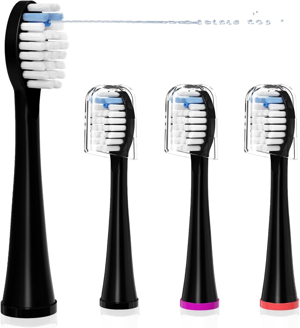 Replacement Heads for WaterPik Sonic Fusion SF-01/SF-02/SF-03/SF-04,Replacement Brush Heads Compatible with WaterPik Sonic Fusion 2.0 Flossing Toothbrush with Cover (Black)