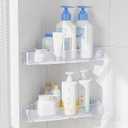 Sotfamily Plastic Shower Caddy Corner (for 90 Only), 2 Pack Adhesive Corner Shower Shelves for Bathroom Organizers and Storage, Frosted Clear