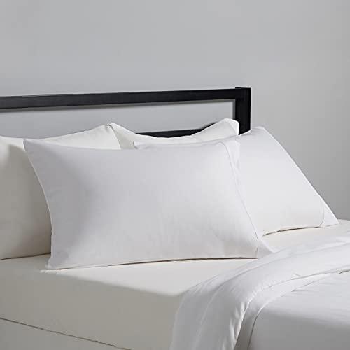 Amazon Basics Lightweight Super Soft Easy Care Microfiber Pillowcases, Standard size, 30" L x 20" W, Set of 2, Bright White, Pillows Not Included