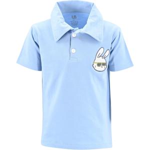 Unique Baby Moisture Wicking Kids Polo Shirts for Toddler Boys Polo Shirt (5T, Bunny)