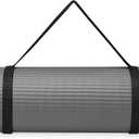 Gaiam Essentials Yoga Mat, Pilates & Exercise Mat, Thick 2/5" (10mm) Workout Mat with Easy-Cinch Carrying Strap for Home & Gym Workouts (Grey)