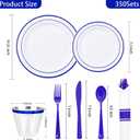 WELLIFE 700 Pcs Blue Plastic Plates for 100 Guests - Plastic Dinnerware Set,Party Supplies Includes 200 Blue Disposable Plates,300 Silverware,100 Napkins,100 Cups