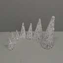 Liliful 8 Pieces Christmas Velvet Trees Set Modern Christmas Decor 4 Sizes Handmade Christmas Tabletop Centerpieces Trees Winter Decoration for Entryway Mantle Farmhouse (White Silver Sequin)