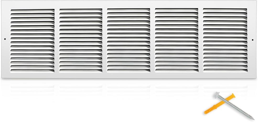 Fancat 30"W x 8"H Return Air Grille [Duct Opening Size], Steel HVAC Return Air Vent Cover for Wall & Ceiling, White Powder-Coated Rust-Resistant AC Cold Air Return, Outer Dimensions 31.75"W x 9.75"H