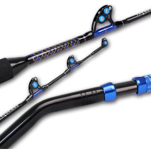 Fiblink Bent Butt Fishing Rod 2-Piece Saltwater Offshore Trolling Rod Big Game Roller Rod (2 Pcs - 5'6"- 80-120 lb Bent Butt)