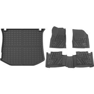 powoq Floor Mats Compatible with 2011-2021 Jeep Grand Cherokee Cargo Mat Floor Liner TPE Trunk Cargo Liner Replacement for 2011-2021 Jeep Grand Cherokee Accessories (Cargo Mat+Floor Mats)