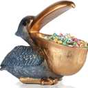 Pelican Key Holder Statues,Fun Animal Hippo Candy Dish,Candy Dish for Office Desk Unique,Modern Key Holder for Pelican Figurine,Suitability Desk candy bowl and Entry Table Decor Items(Gold1) (Golden Blue)
