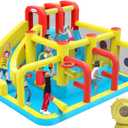 Inflatable Bounce House Water Slide,12.5ft x 11.4ft,Long Slide, Basketball Hoop,Fun Central Obstacle, Throw Ball Game, Tunnels, Climbing, Water Cannon, Inflatable sandbags