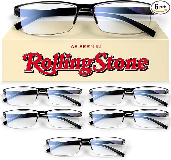 Gaoye 6 pack 2.25 Executive Style Reading Glasses Men  Durable Readers with Blue Light Filtering Comfortable Fit with TR90 Frames