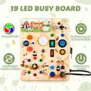 Joyreal Wooden Busy Board with LED Light, Montessori Toddler Toys, Wooden Sensory Board, Toddlers Activity Travel Toys for Boy & Girl Birthday Gift (Farm Theme)