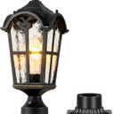 VIANIS Dusk to Dawn Outdoor Post Light, Black 1-Pack Lamp Posts Outdoor Lighting with Pier Mount Base, Waterproof Aluminum Outside Post Lights for Garden, Patio, Pathway (Hardwired 120VAC)