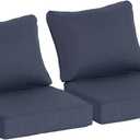 24x24 Inch Outdoor Deep Seat Cushions Set of 2, Curved Cushion Cover, Flat Thick High-Density Foam, Water-Resistant, Piped Edges & YKK Hidden Zipper for Patio Furniture,Sky, 24"x24"x5.5"-2sets