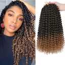 Ombre Blonde Passion Twist Hair 14 Inch 8 Packs Passion Twist Crochet Hair For Black Women Water Wave Braiding Hair Curly Long Spring Twist Hair Synthetic Hair Extension(14 Inch,T27)