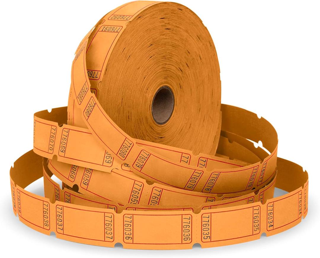 Raffle Tickets - Blank Single Roll - Roll of 2000 Blank Raffle Tickets (Orange)