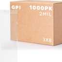 3" x 8" Long Zip Bags, 1000 Pack, Clear Plastic Reclosable Zip Baggies, 2 Mil Thick, Resealable Poly Bags for Packaging Insence, Necklaces, Jewelry & Office Supplies. GPI