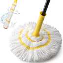 KeFanta Self-Wringing Twist Mop for Floor Cleaning, Long Handled Microfiber Floor Mop with Top Scouring Pad for Kitchen, Hardwood, Restaurant, Bathroom, Garages, Warehouses, Office,57-inch
