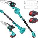 8" Electric Pole Saws for Tree Trimming, 1000W Brushless Motor
2-in-1 Mini Chainsaw Cordless with Extension Pole, Battery Powered Chain Saw Pole Pruner for Cutting Tree Limbs