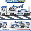 SpringFlower Toddler Boy Toys, 25" Large Police Truck Toy with Racing Car and Helicopter,3 in 1 Police Car Boy Toy, Christmas Birthday Gifts for Kids 3 4 5 6 Years Old