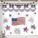 Whaline Patriotic Garage Decoration Magnet Sticker Flag Firework Star Garage Door Decal 250th Anniversary Magnetic Refrigerator Stickers for Independence Day Party Home Car Dishwasher Decor, 21 Pcs