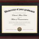 upsimples 11x14 Diploma Frame Certificate Degree Document Frame with High Definition Glass, 8.5 x 11 with mat for Wall and Tabletop, Mahogany Double Mat, 1 Pack