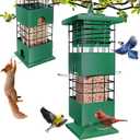 Squirrel Proof Bird Feeder, 3.5Lbs Metal Wild Bird Feeders Anti Squirrel with 4 Feeding Ports for Garden Bird Feeding Station Outdoors Hanging, Pigeon Resistant, Easy to Clean & Refill (Green)