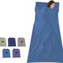 Sleeping Bag Liners Lightweight Travel Camping Sheet Sleep Bag Liner Adults Lightweight Warm Weather Hotel Compact Portable Sleeping Sack Indoor Outdoor Hostels Traveling Backpacking Hiking Blankets (70.7 x 82.6inch(180 x 210cm), Blue)