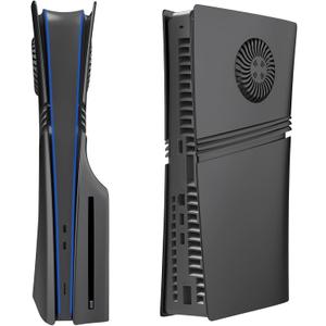 Face Plates Cover Shell with Cooling Vents for PS5 Pro Disc Edition, Matte Faceplates Accessories Compatible with PlayStation 5 Pro Console Protective Replacement Panels (Black)