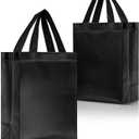 Nush Nush Black Gift Bags Medium Size  Set of 12 Shiny Black Reusable Gift Bag With Handles - Ideal as Halloween Goodie Bags, for Christmas Gifts, Birthday Party Favors  8Wx4Dx10H Size