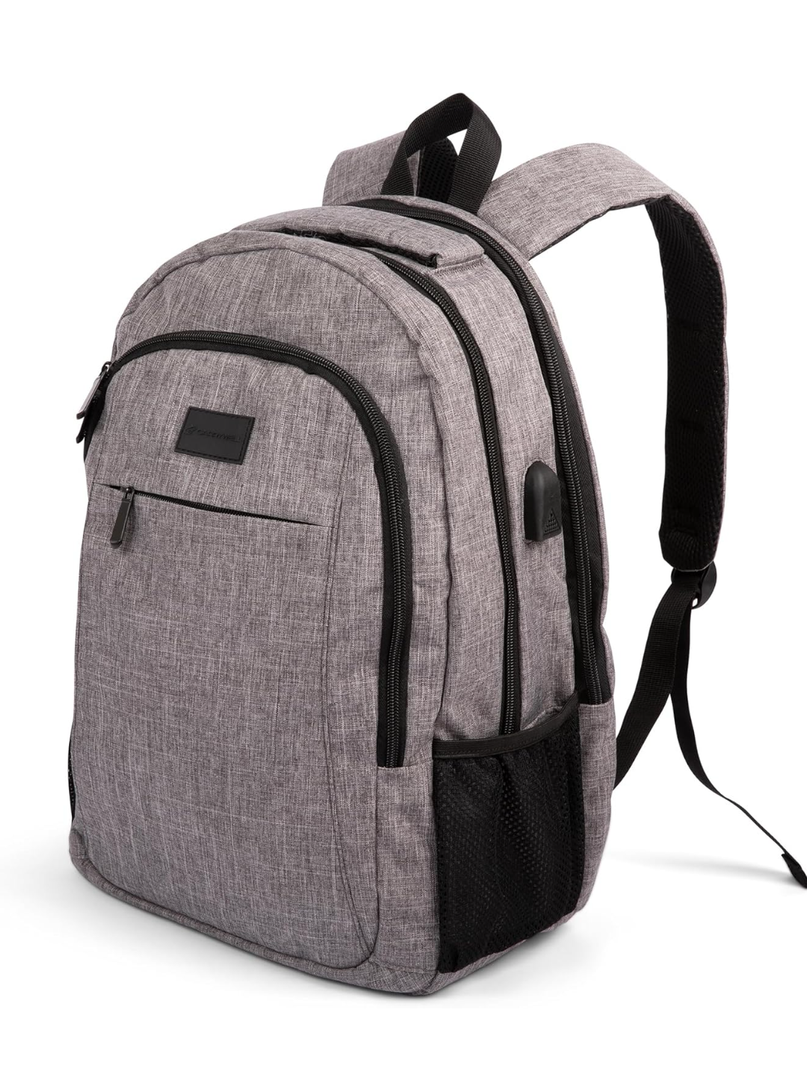 Laptop Backpack, Water Resistant and Anti-Theft Carry On Bookbag With USB Charging Port, Fits up to 15.6 Inch Computer, Travel Backpack For Men Women (Magellan, Gray, 1 Pack)