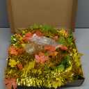 Timer & Pumpkin - 5 Ft Lighted Fall Tree Thanksgiving Fall Decorations for home, Pop Up Tinsel Maple Tree with 50 LED Orange Warm Lights Battery Operated Collapsible Thanksgiving Tree Porch Home Party