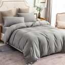 PURE ERA Jersey Knit Duvet Cover Set 100% T-Shirt Cotton Super Soft Comfy 3pc Bedding Set with Zipper Closure (Heather Dark Grey,Queen)