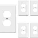 ENERLITES Mid-Size Duplex Receptacle Outlet Wall Plate, Electrical Outlet Covers Plates, Midway Size 1-Gang 4.88" x 3.11", Polycarbonate Thermoplastic, UL Listed, 8821M-W-5PCS, White (5 Pack)