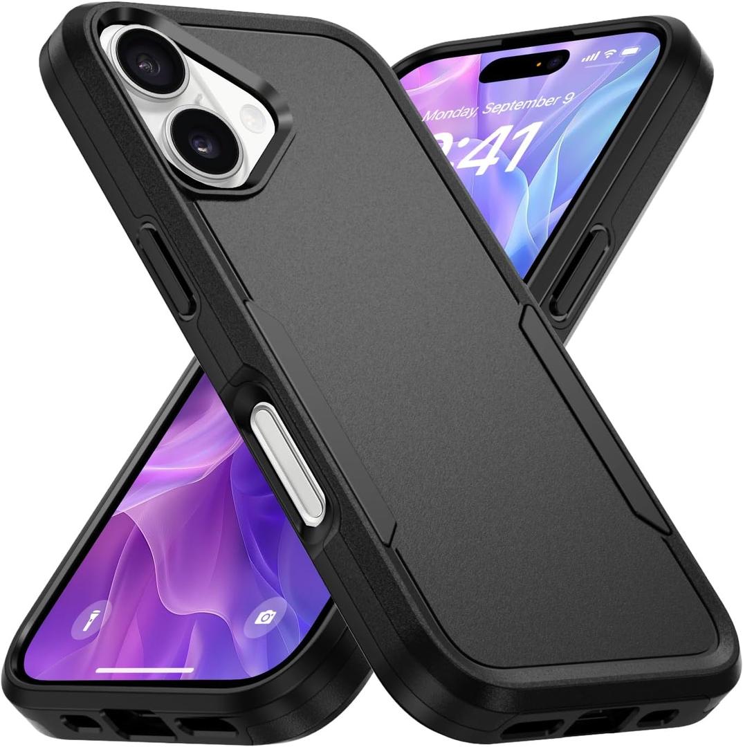 Designed for iPhone 17 Case, Dual Layer Heavy Duty Shockproof Protective Phone Cases Cover, Military Grade Drop Protection, Black