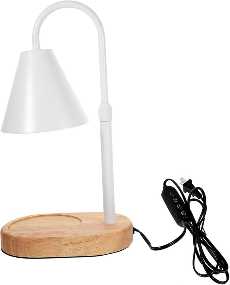 Electric Candle Warmer Lamp With Timer: Adjustable Height for Jar Candles, Dimmable With 2 Bulbs for Bedroom Home Decor, Scented Wax, Gifts for Mom, White