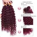#99J Wine Red Bundles Human Hair Water Wave Bundles 16 18 20 Inch Burgundy Unprocessed Brazilian Virgin Hair 3 Bundle 50 Gram Per Bundle Deals Quick Weave Hair Extensions